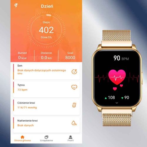 SMARTWATCH ZEGAREK DAMSKI POLSKIE MENU ROZMOWY CIŚNIENIE PULS SPORT ZDROWIE na Arena.pl