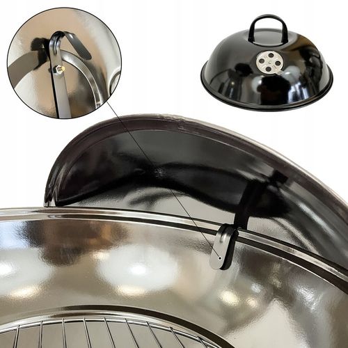 GRILL OGRODOWY WĘGLOWY OKRĄGŁY PRZENOŚNY POKRYWA RUSZT + 4 x MATA BBQ na Arena.pl