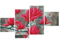 90CM 160 OBRAZ 4 ELEM FUKSJOWA MAGNOLIA ŚCIENNY