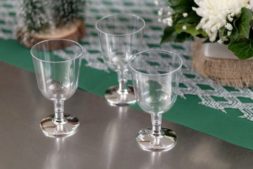 Kieliszki do wina plastikowe chromowane srebrne, 200 ml 6 szt. na Arena.pl