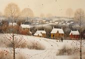 Plakat 66,5x46,5cm Wioska Otulona Śniegiem