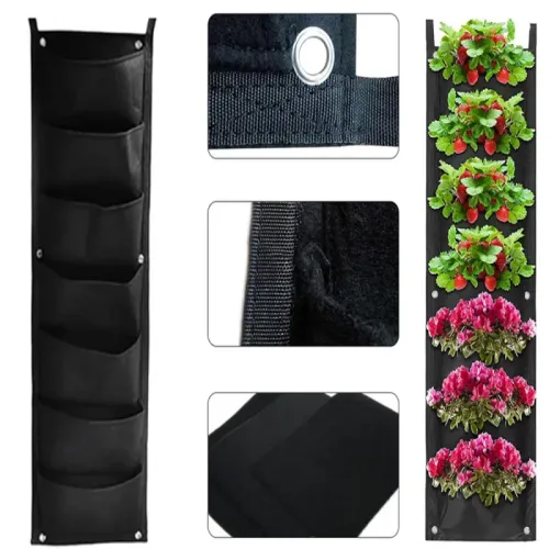 Pionowa torba 7 kieszeni do roślin wisząca filcowa sadzonek dekoracja na Arena.pl