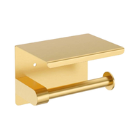 Uchwyt na Papier Toaletowy Ścienny Łazienka Półka Stal Szczotkowany Złoty