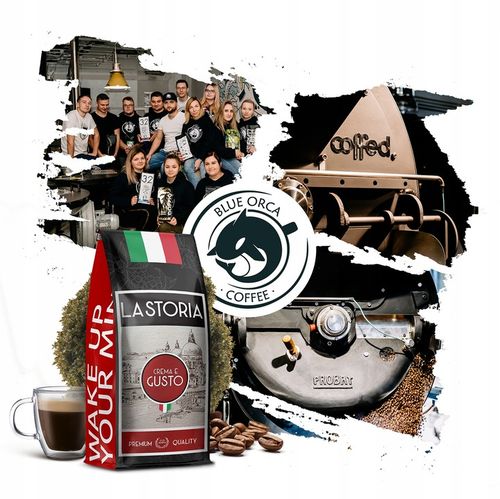 Kawa ziarnista 1kg LA STORIA CREMA E GUSTO Świeżo Palona Blue Orca + na Arena.pl