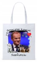 Donald Tusk Platforma Torba Eco Biała Shopper Z Nadrukiem Ze Zdjęciem