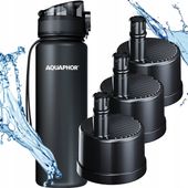 AQUAPHOR ZESTAW BIDON BUTELKA FILTRUJĄCA WODĘ CZARNA 0,5L +3x FILTR SOLIDNA