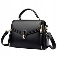 Torebka Damska na Ramię CZARNA Elegancka Pojemna Wizytowa Kuferek