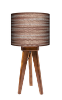 Lampa stołowa - trójnóg drewniana mała - Rattan brąz