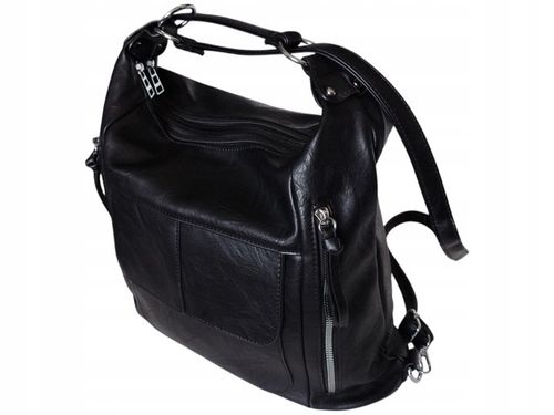 Torebka Damska Torebko-Plecak Miejska Listonoszka Czarny Styl Duży na Arena.pl