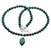 Naszyjnik z zawieszką - Malachit i srebro