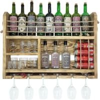 Półka ścienna na wino whisky szkło barowe i puszki do domu 80x58x14 brąz
