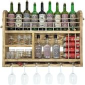 Półka ścienna na wino whisky szkło barowe i puszki do domu 80x58x14 brąz