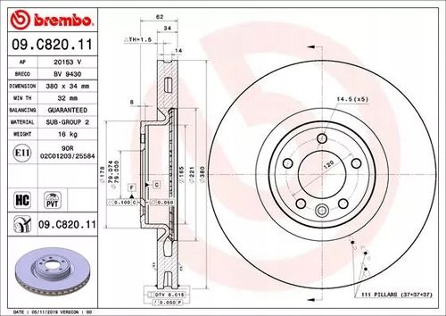 TARCZA HAM PRZOD 380X34 V BREMBO na Arena.pl