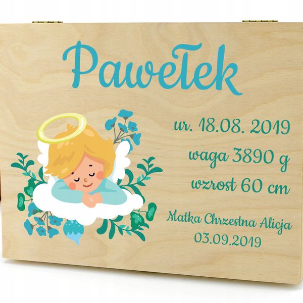 Pudełko wspomnień NADRUK prezent na chrzest pamiątka chrztu zdjęcie 4