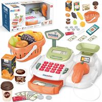 DUŻA KASA FISKALNA Sklepowa DLA DZIECI KALKULATOR Skaner KOSZYK MATADI AKC