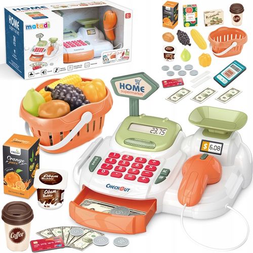 DUŻA KASA FISKALNA Sklepowa DLA DZIECI KALKULATOR Skaner KOSZYK MATADI AKC na Arena.pl