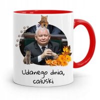 Kubek Czerwony Śmieszny Pis Jarosław Kaczyński Z Nadrukiem Ze Zdjęciem