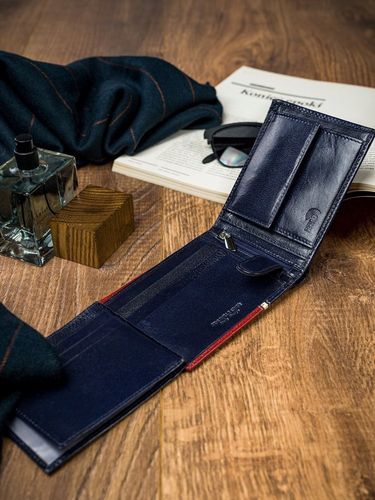 poziomy portfel męski dwukolorowy ze skóry naturalnej hq - rovicky na Arena.pl