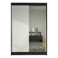 Szafa przesuwna Lino I z lustrem 120cm garderoba - CZARNY/BIAŁY