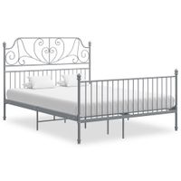 Rama łóżka, bez materaca, szara, metalowa, 140 x 200 cm