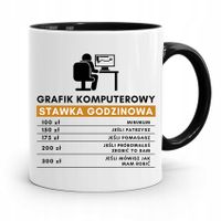 Kubek Czarny Prezent Dla Grafika Stawka Godzinowa Z Nadrukiem Ze Zdjęciem