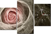 60CM 90 ZEGAR 3 ELEM RÓŻA KTALNA JASNY RÓŻ ŚCIENNY