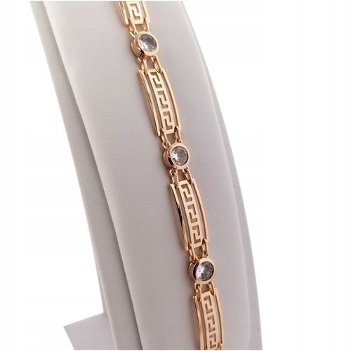 ZŁOTA BRANSOLETKA DAMSKA ZE STALI CHIRURGICZNEJ Z CYRKONIAMI GRECKA+GRATISY na Arena.pl