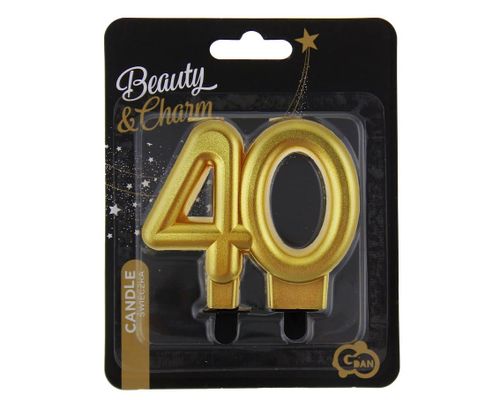 Świeczka urodzinowa metaliczna liczba 40 złota, 8 cm na Arena.pl