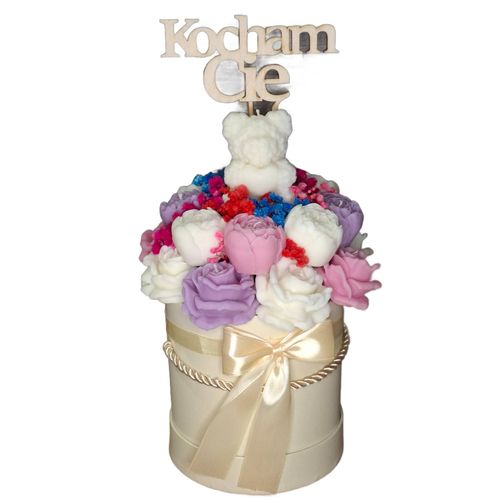 Flower Box Świece Sojowe Wieczny Bukiet Prezent Urodziny Dekoracja Miś na Arena.pl