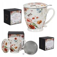 Kubek Royal Rebecca 510ml z zaparzaczem kwiaty porcelana prezent pudełko