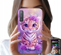 ETUI DO SAMSUNG A7 2018 - SŁODKI TYGRYSEK NA RÓŻOWYM TLE + SZKŁO