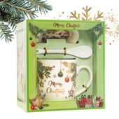 kubek świąteczny - zestaw w pudełku ze spodkiem i łyżeczką 400 ml kb16wz1