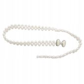 Pasek perełki na gumce kokardka kolor srebrny z perełkami i cyrkoniami