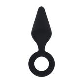 Silicone Anal Plug With Loop - L - Black