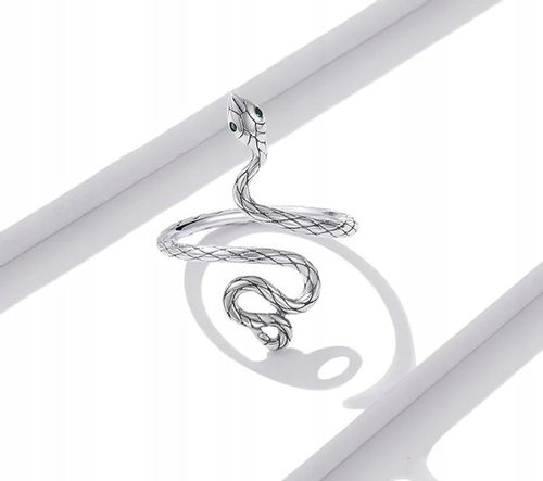 Srebrny pierścionek WĄŻ żmija cyrkonie regulowany s925 +pudełko na Arena.pl