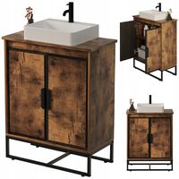 Szafka pod umywalkę łazienkowa 2 drzwiczki loft rustykalny brąz półka 82 cm