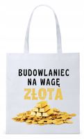 Dla Budowlańca Prezent Torba Eco Biała Shopper Z Nadrukiem Ze Zdjęciem