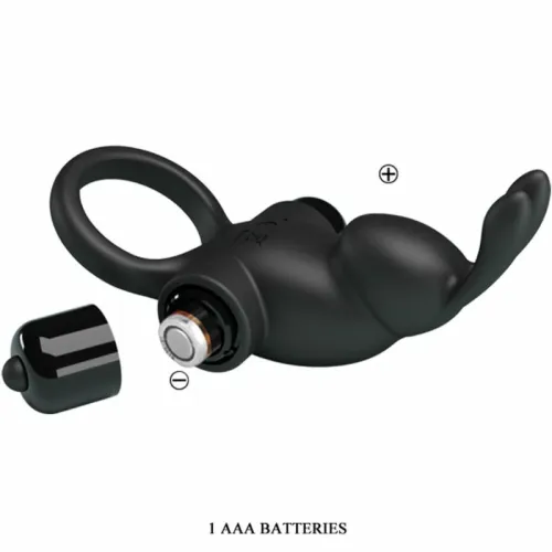 pretty love bi-210204 czarny pierścień wibrujący z funkcją kroliczka na Arena.pl