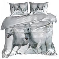 Pościel 3D bawełna satyna 140x200cm BIAŁE KONIE
