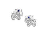 Eleganckie rodowane srebrne kolczyki celebrytki słonik słoń elephant cyrkonie srebro 925 Z1400E