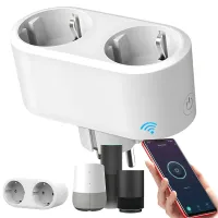 Inteligentne gniazdko podwójne elektryczne WiFi smart timer 16A aplikacja