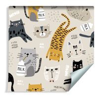 Tapeta Dla Dzieci w Stylu Skandynawskim - Urocze Kotki