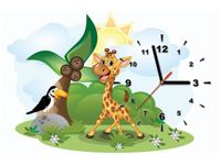 60CM 40CM ZEGAR OBRAZ DUŻA ŻYRAFA DZUNGLI DRUK PŁÓTNO RAMA