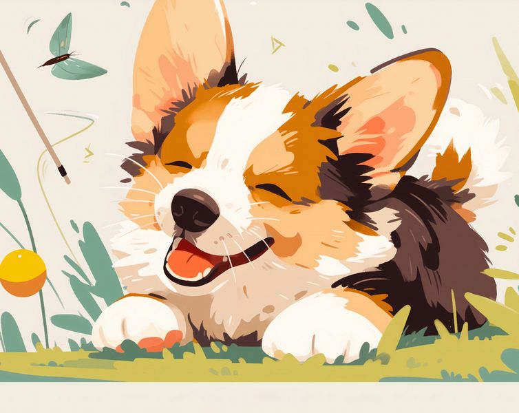 Plakat 76x60,5cm Beztroski Corgi zdjęcie 1