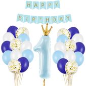 Zestaw balonowy na roczek dla chłopczyka niebieski XXL 1 urodziny