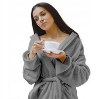 Szlafrok szary coral fleece ciepły 2XL, XXL unisex