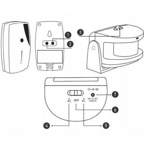 SYGNALIZATOR WEJŚĆ WEJŚCIA z Bezprzewodowym CZUJNIKIEM RUCHU Dzwonek ALARM na Arena.pl