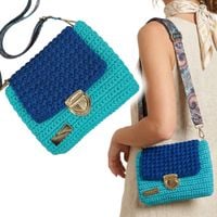 Torebka Handmade Odcienie niebieskiego Regulowany pasek Rękodzieło