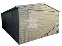 Garaż blaszany 5x7 Brama + drzwi Antracyt Dach dwuspadowy GP106