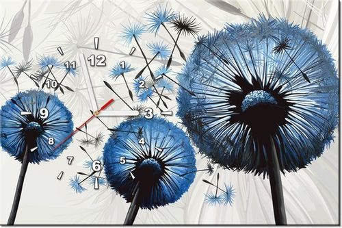 60CM 40CM ZEGAR OBRAZ DMUCHAWCE NIEBIESKIM KOLORZE DRUK PŁÓTNO RAMA na Arena.pl